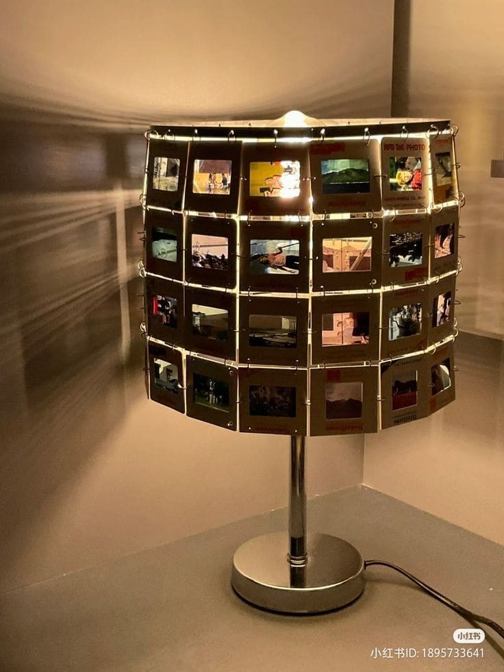 Vintage Slide Film Lampshade Memory Display