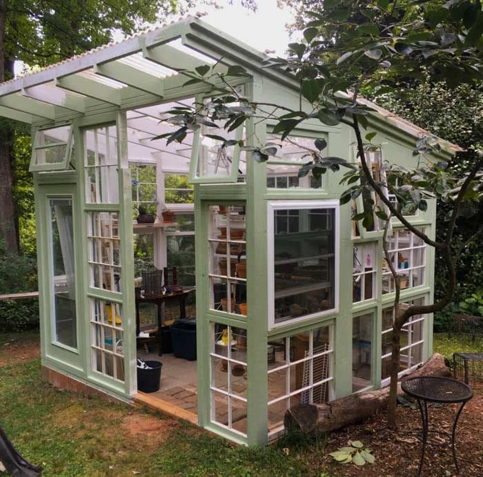 Vintage-Style Greenhouse Built From Salvaged Windows