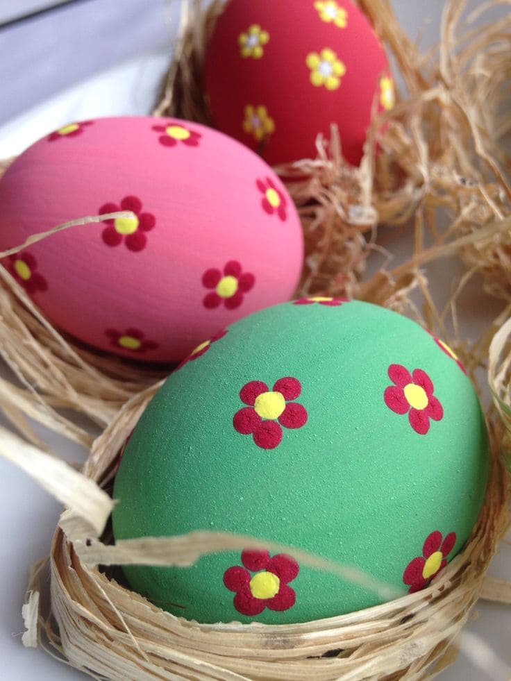 Vivid Floral Hand-Painted Easter Egg Craft