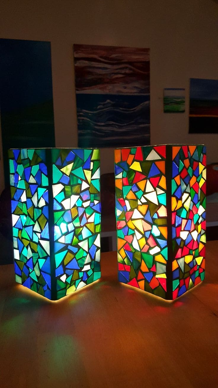 Vivid Stained Glass Mosaic Lamps