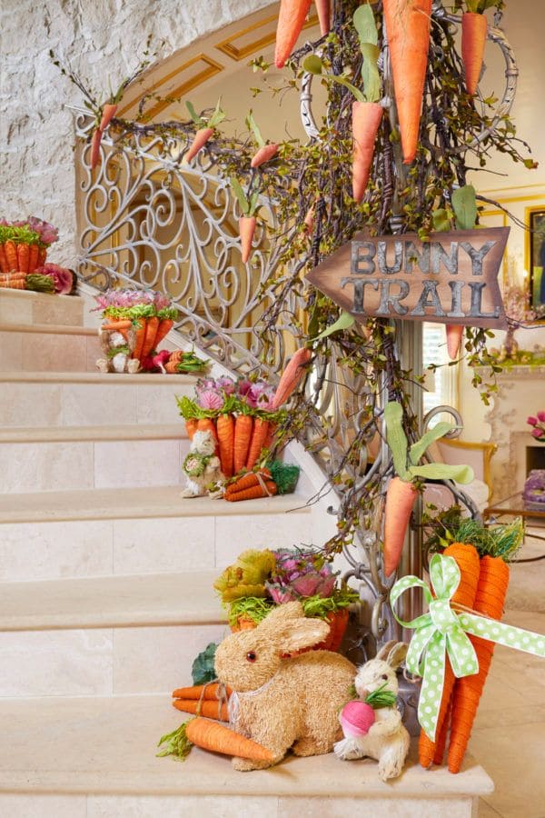 Whimsical Bunny Trail Easter Staircase Decor