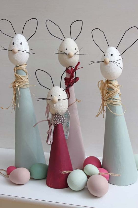 Whimsical Easter Bunny Cone Decorations DIY