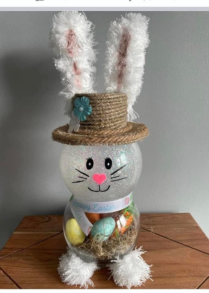 Whimsical Easter Bunny Fish Bowl Centerpiece