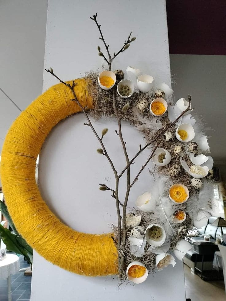 Whimsical Spring Eggshell Wreath Design