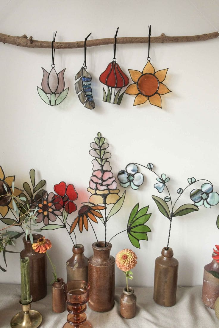 Whimsical Stained Glass Garden Accents