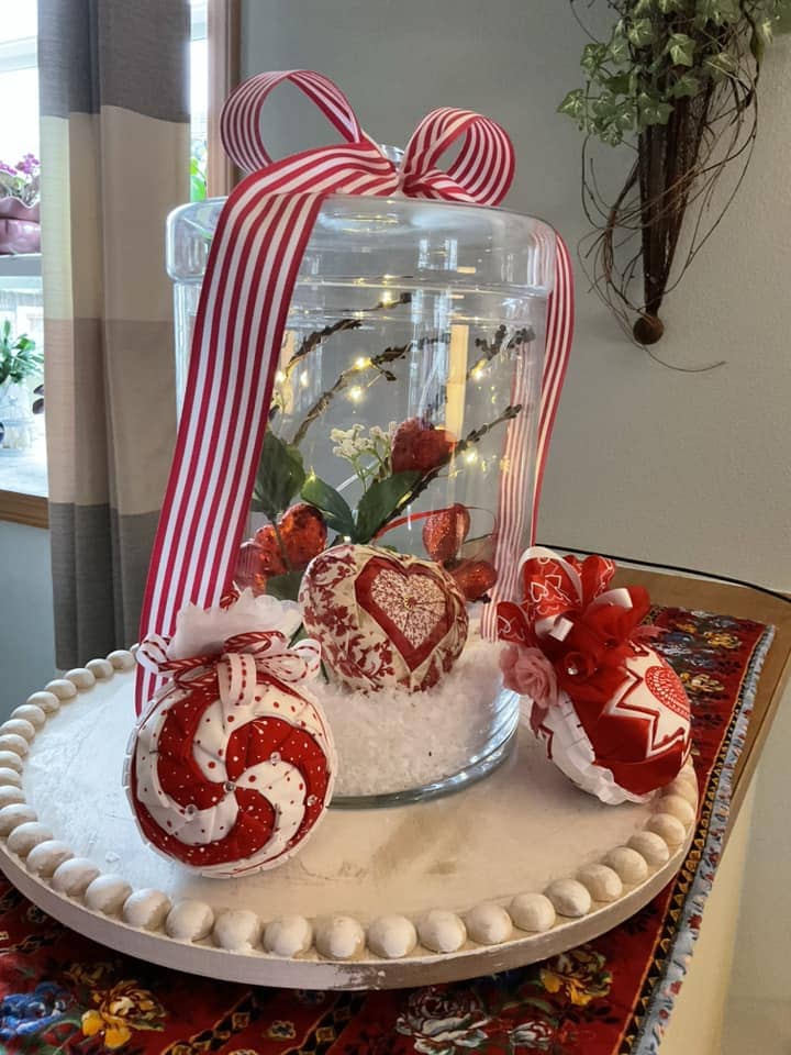 Whimsical Valentine Jar with Heart Ornaments