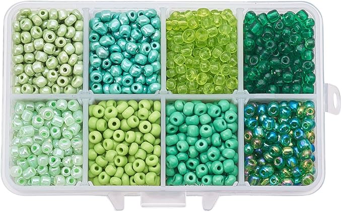 Shop tiny green glass beads