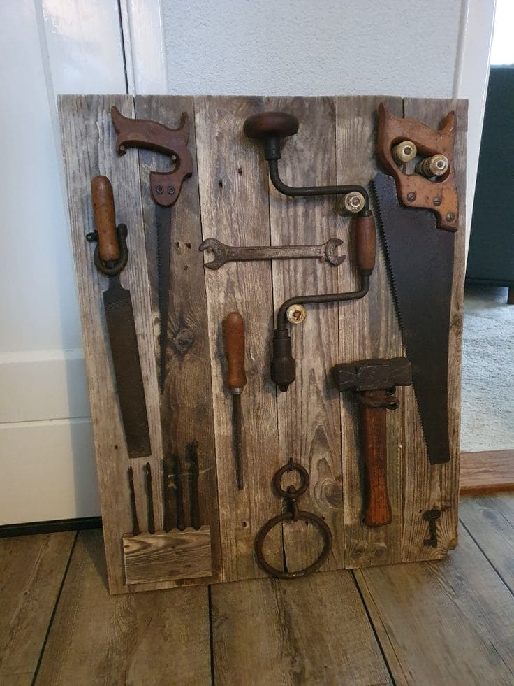 Rustic Tool Workshop Wall Art Display