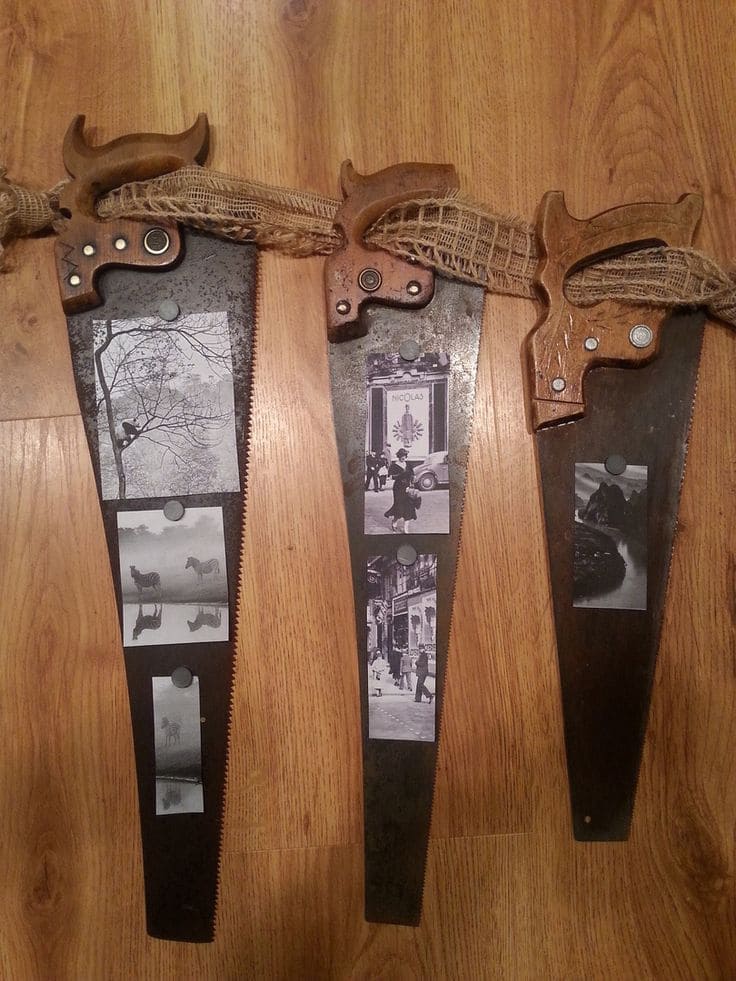 Vintage Saw Blade Photo Display