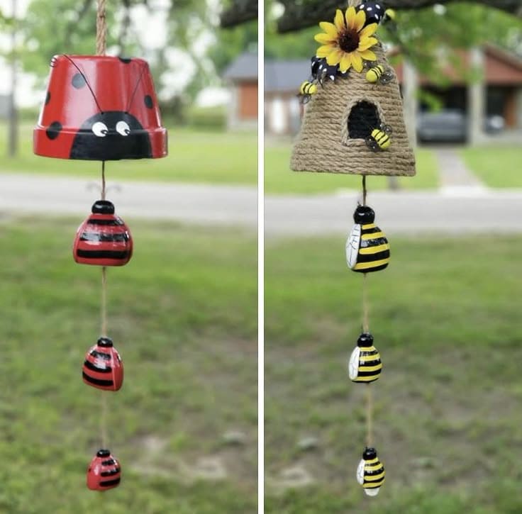 Charming Bee and Ladybug Garden Chimes