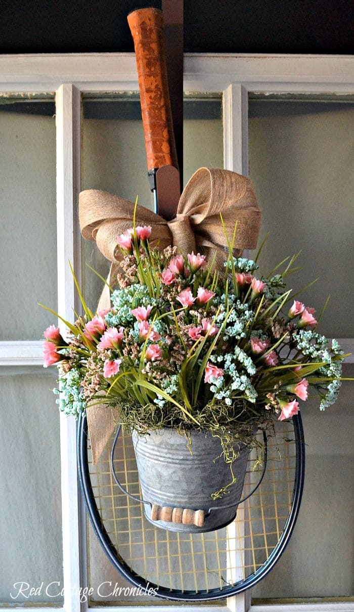 Charming Vintage Tennis Racket Door Decor
