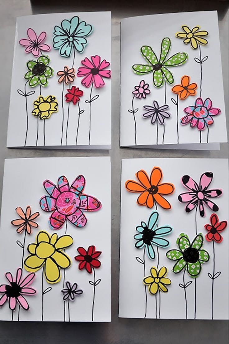 Vibrant 3D Flower Cards for Mom