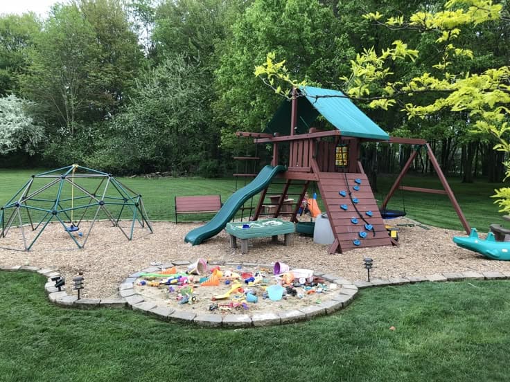 Vibrant Backyard Sandbox Play Oasis
