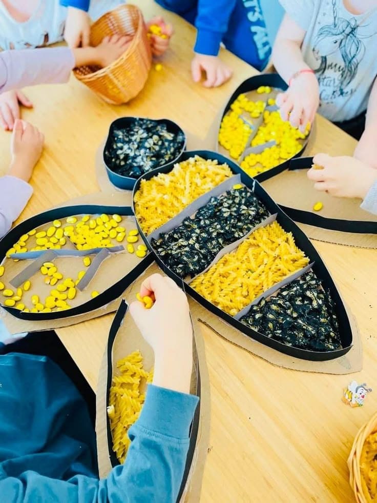 Vibrant Pasta Bee Mosaic Art