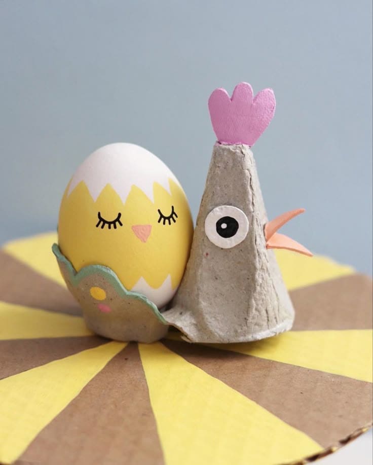 Egg Carton Chicken and Chick Nest