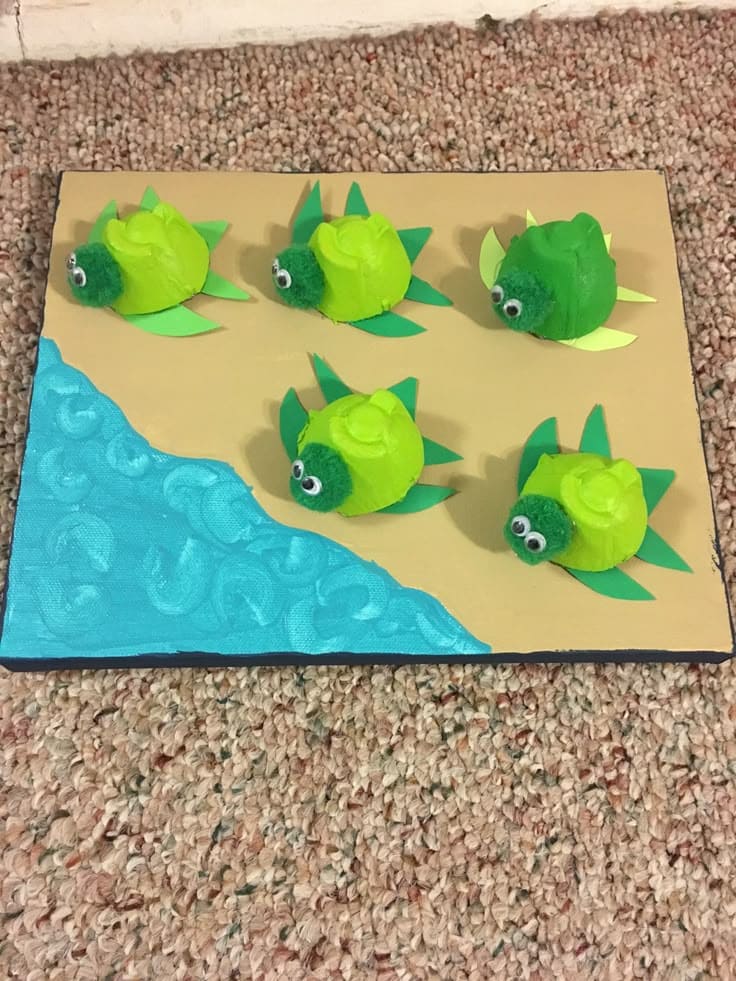 Egg Carton Sea Turtle Beach Scene