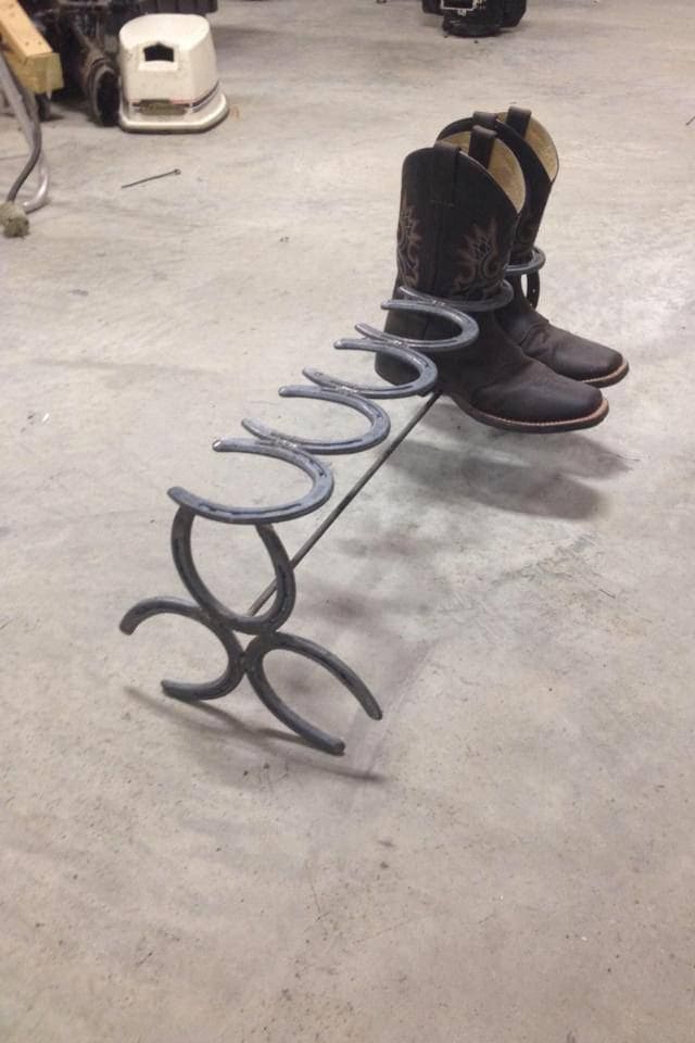 Horseshoe Boot Rack for the Mudroom