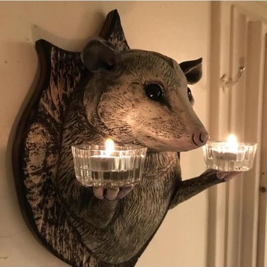 Opossum Candle Sconce