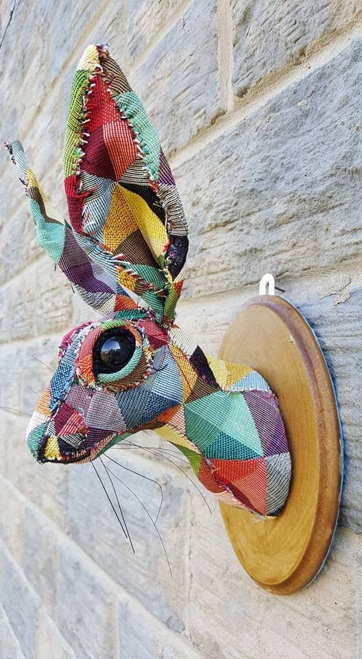 Patchwork Bunny Trophy Head