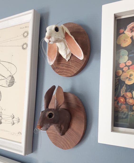 Whimsical Clay Bunny Wall Mounts