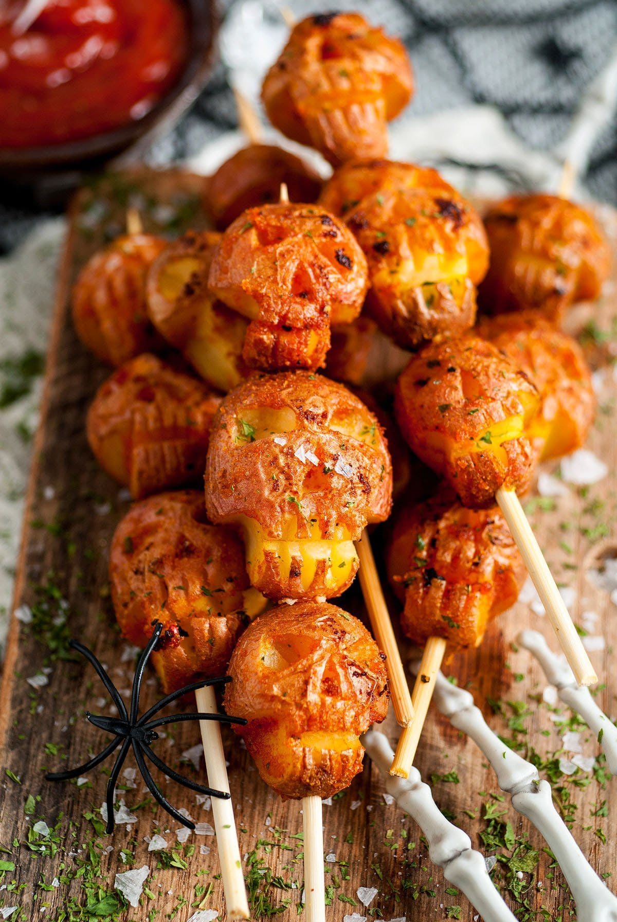 Cheesy Skull Potato Bites