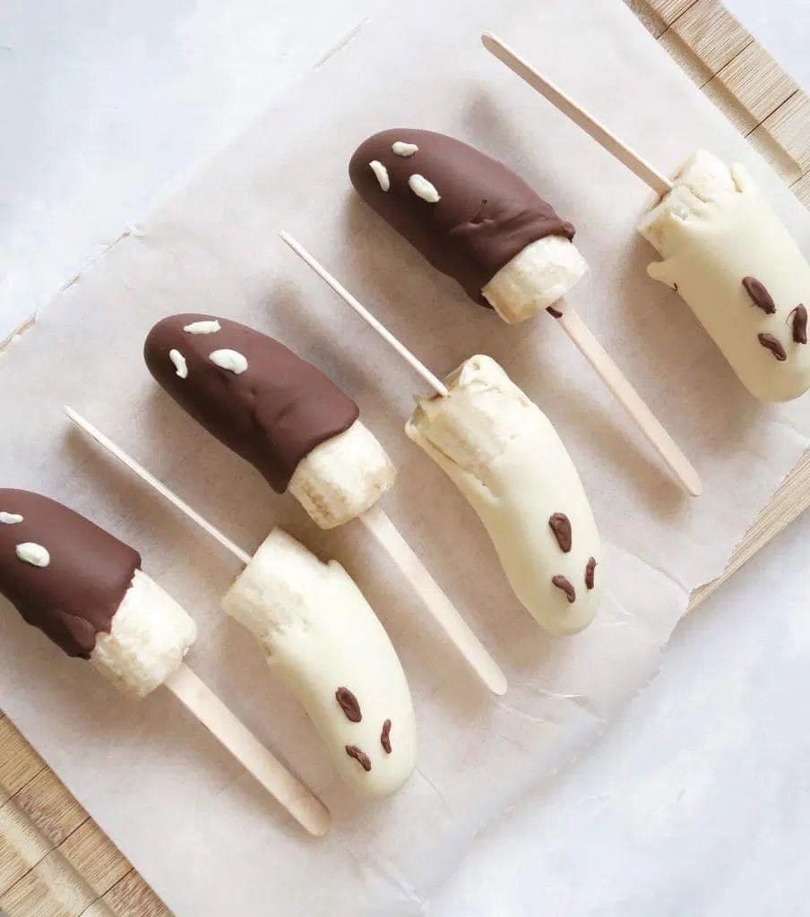Chocolate Banana Ghost Pops