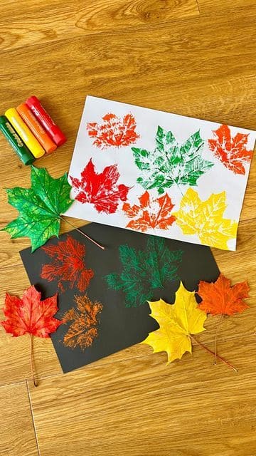 Colorful Leaf Printing with Oil Pastels