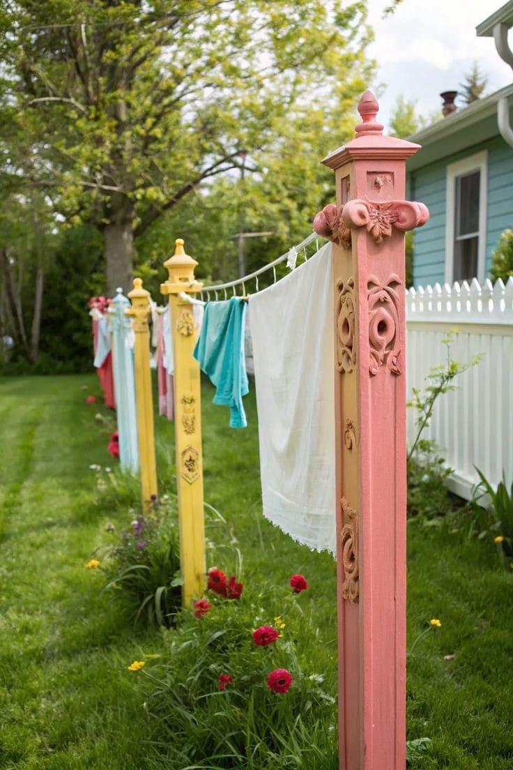 Decorative Garden Post Clothesline