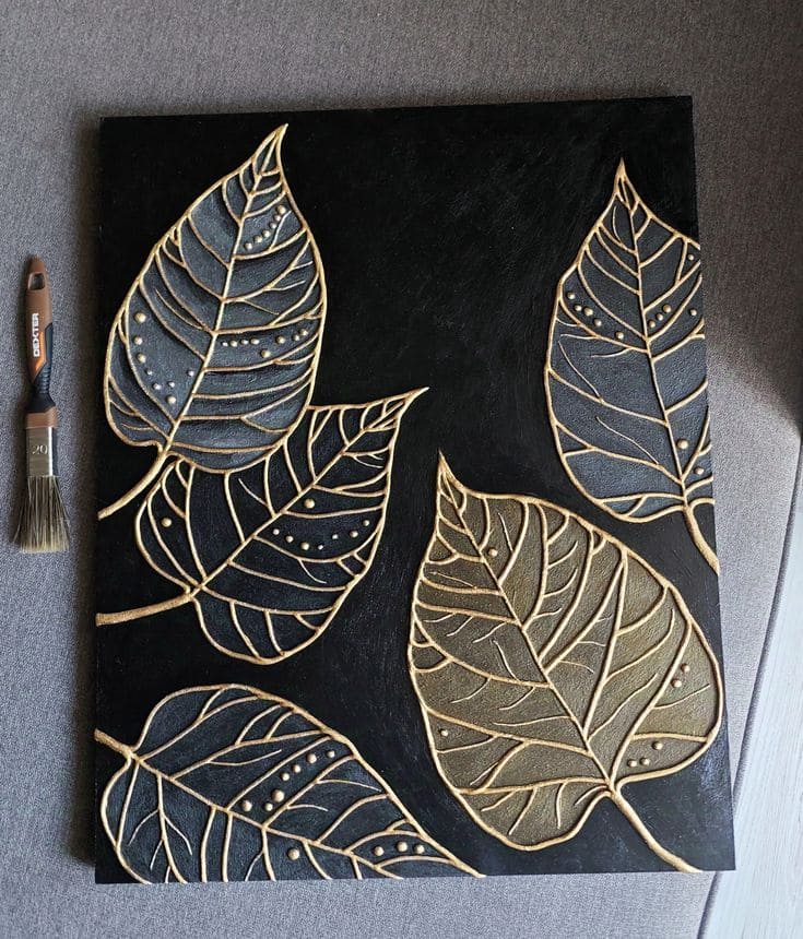 Gold Leaf Relief Art on Canvas