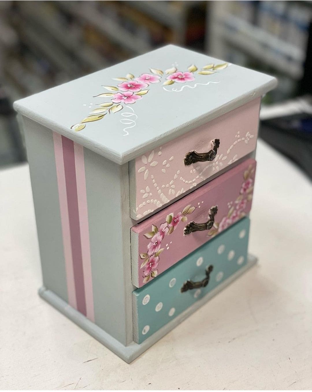 Hand-Painted Floral Mini Dresser Makeover