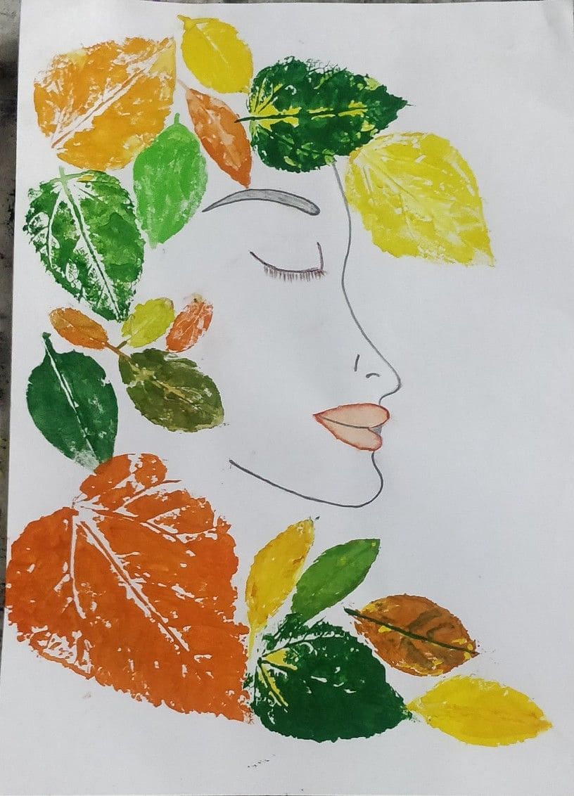Leaf Print Portrait Art