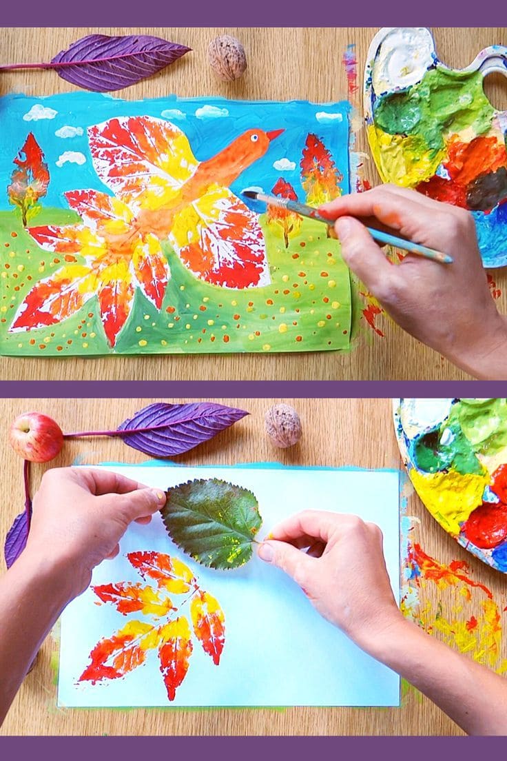 Leaf Print Turkey Art for Kids