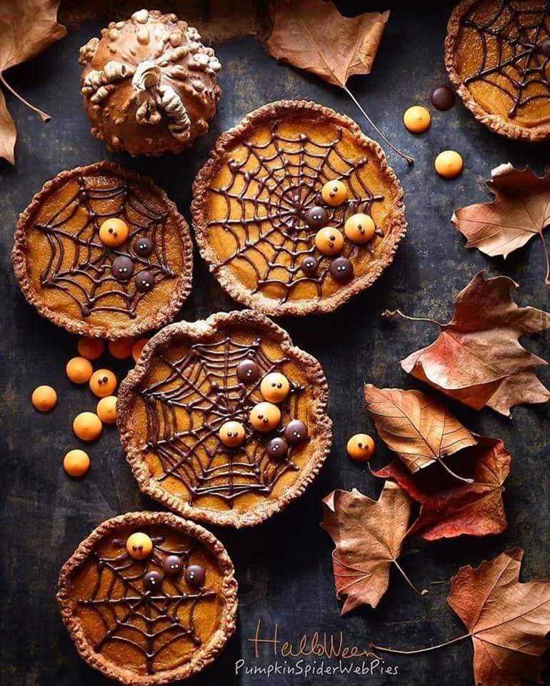 Pumpkin Spiderweb Pies
