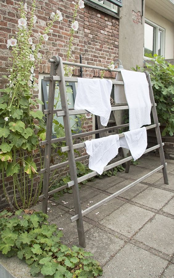 Rustic Ladder-Inspired Drying Rack