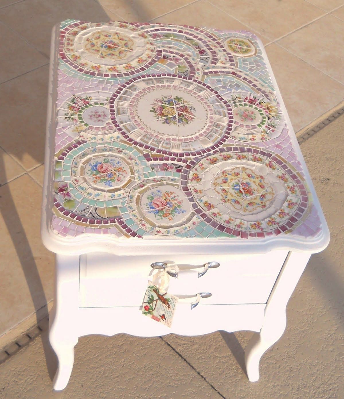 Vintage Mosaic China Dresser Makeover