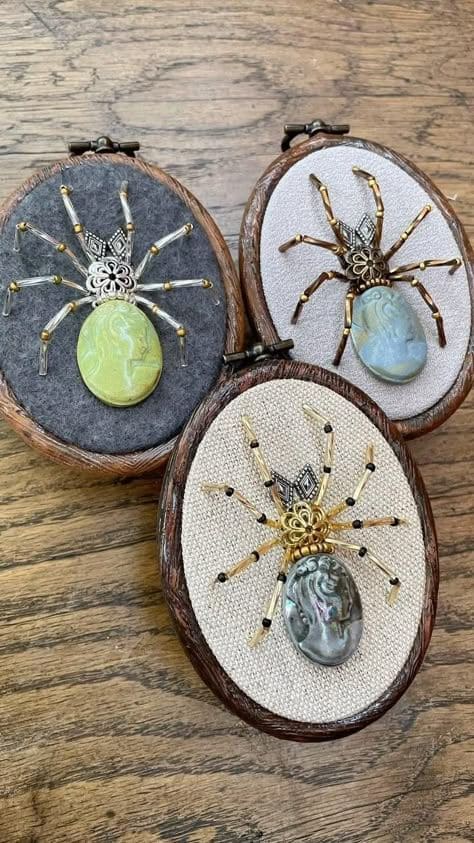 Beaded Gemstone Spider Embroidery