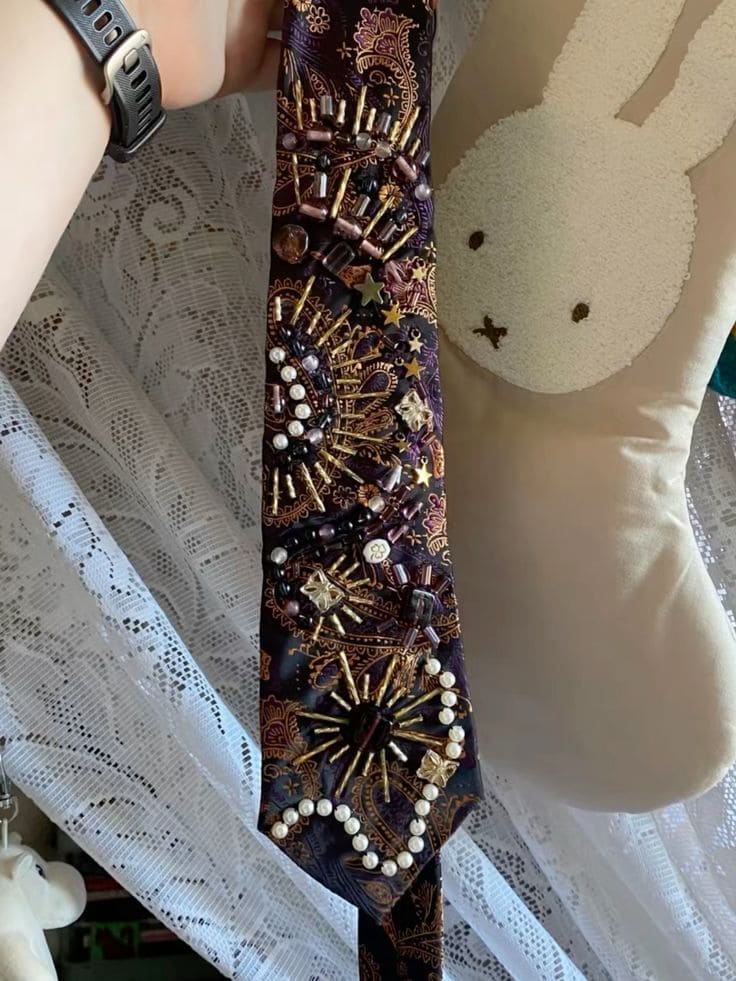 Beaded Statement Tie Embroidery