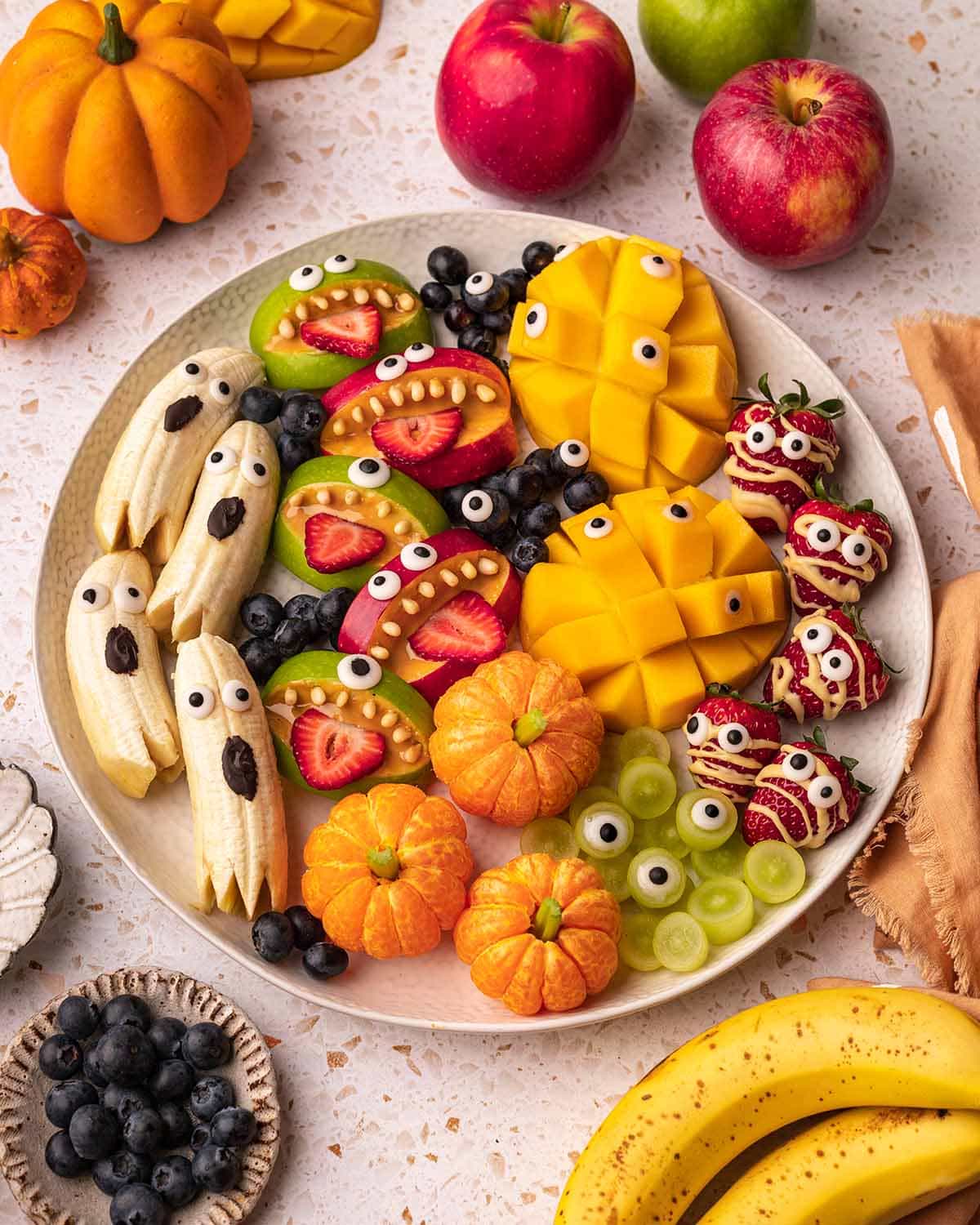 Colorful Halloween Fruit Platter