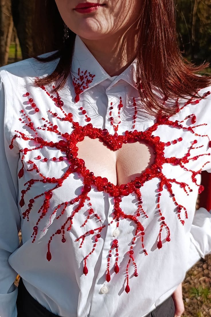Dramatic Heart Cut-Out Bead Embroidery