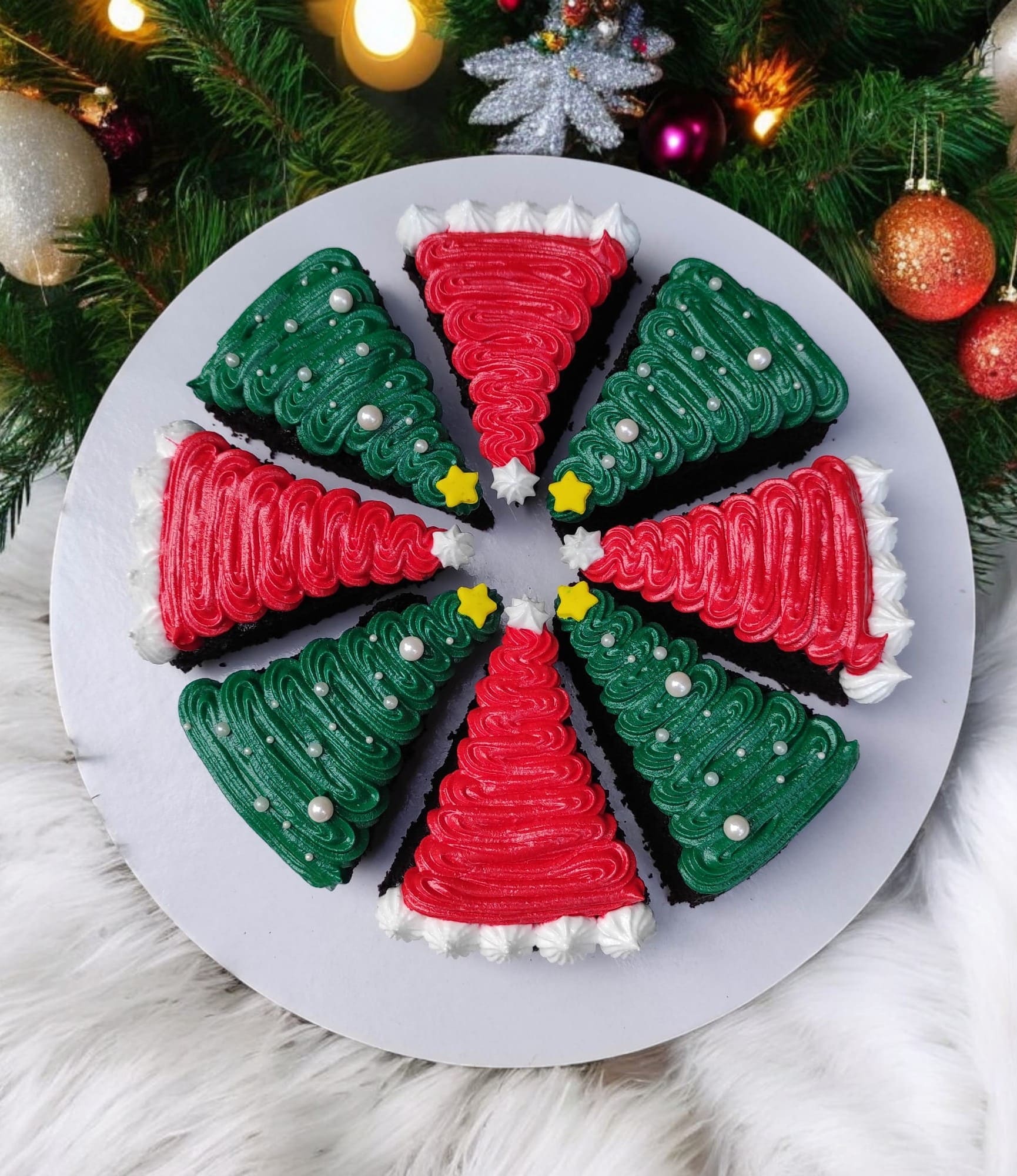 Festive Christmas Tree Brownie Slices