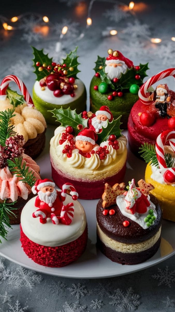 Festive Mini Christmas Cakes