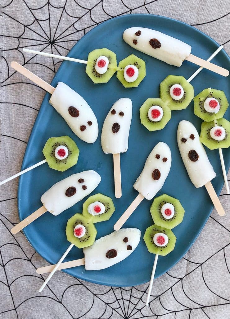 Ghostly Banana Pops with Kiwi Eyeballs