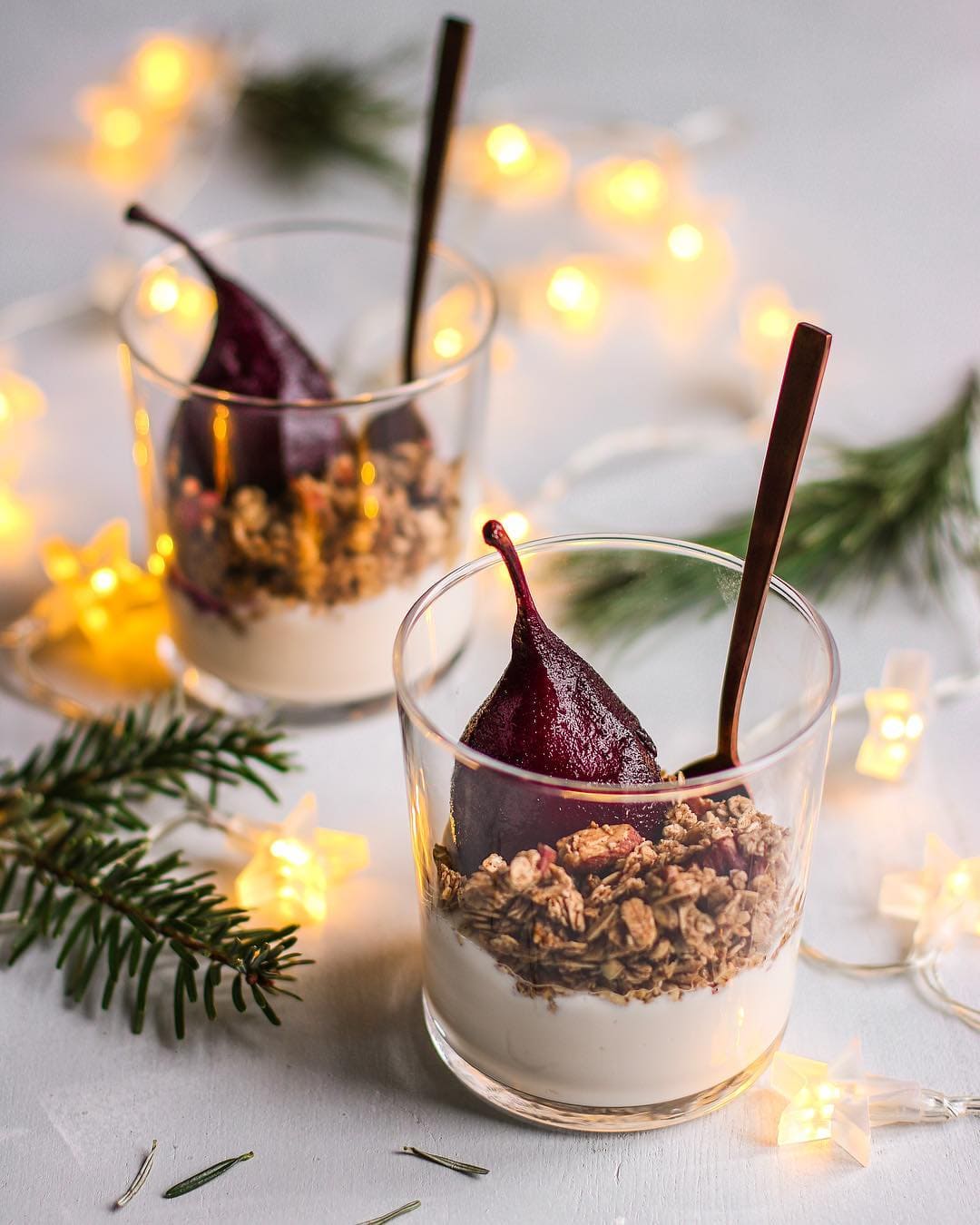 Holiday Spiced Poached Pear Parfaits