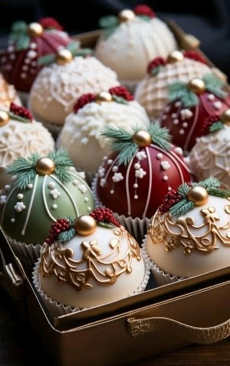 Ornament-Inspired Christmas Cupcakes