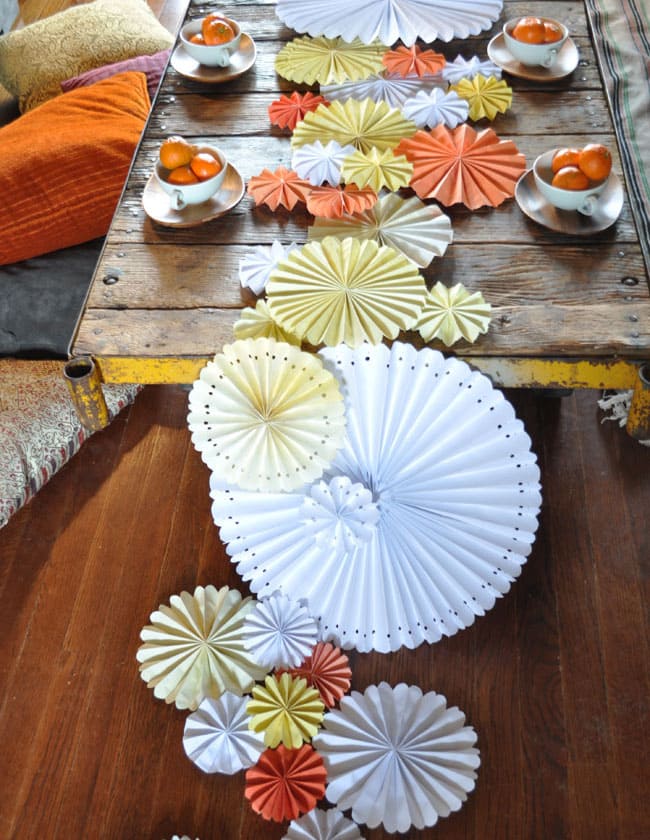 Playful Paper Fan Table Runner