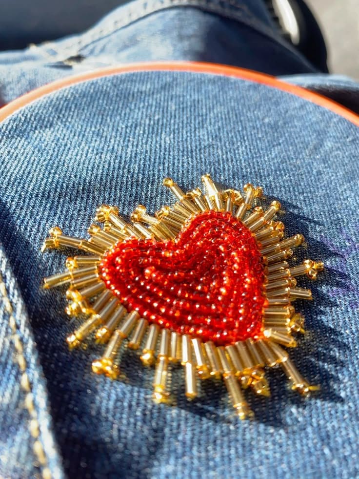 Radiant Beaded Heart Patch