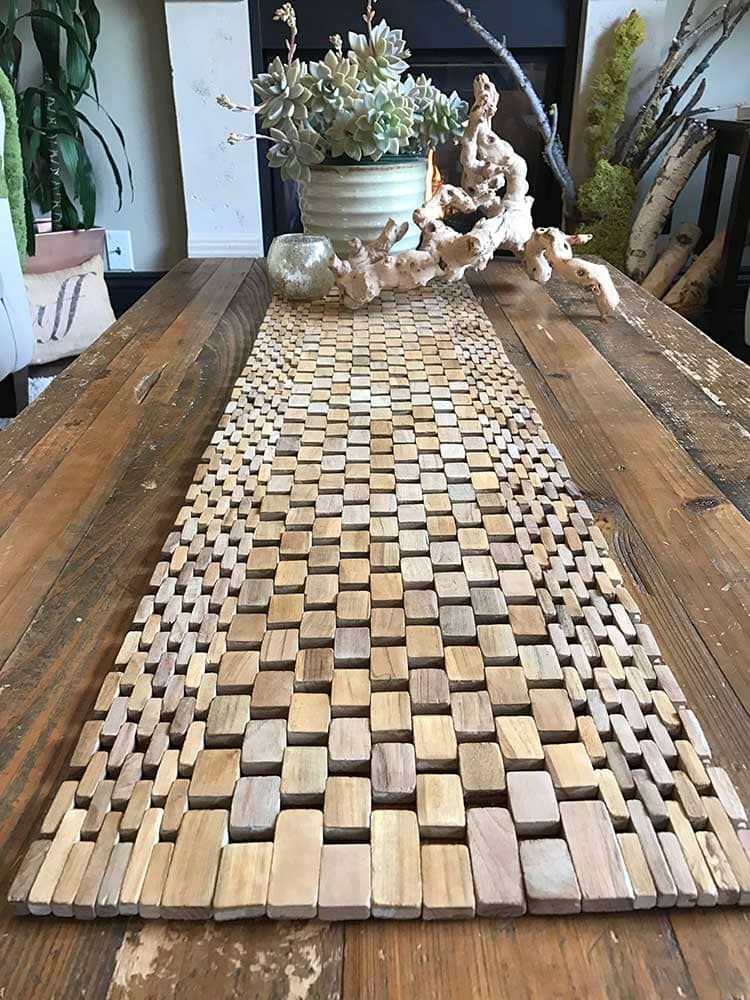 Rustic Wooden Block Table Runner