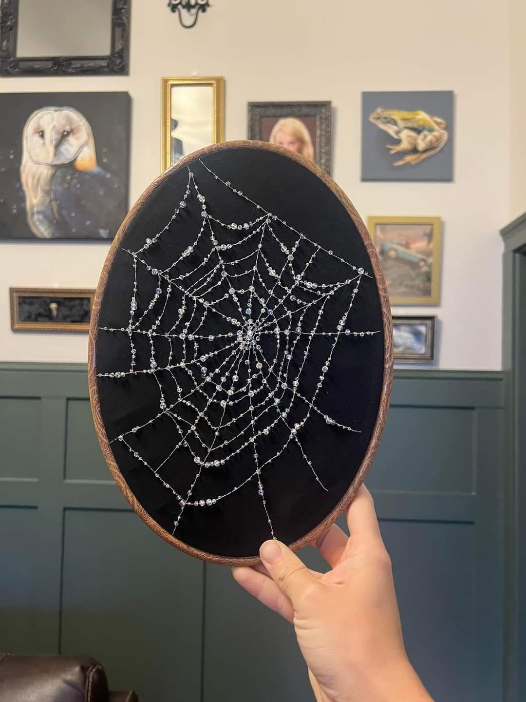 Sparkling Beaded Spiderweb Embroidery