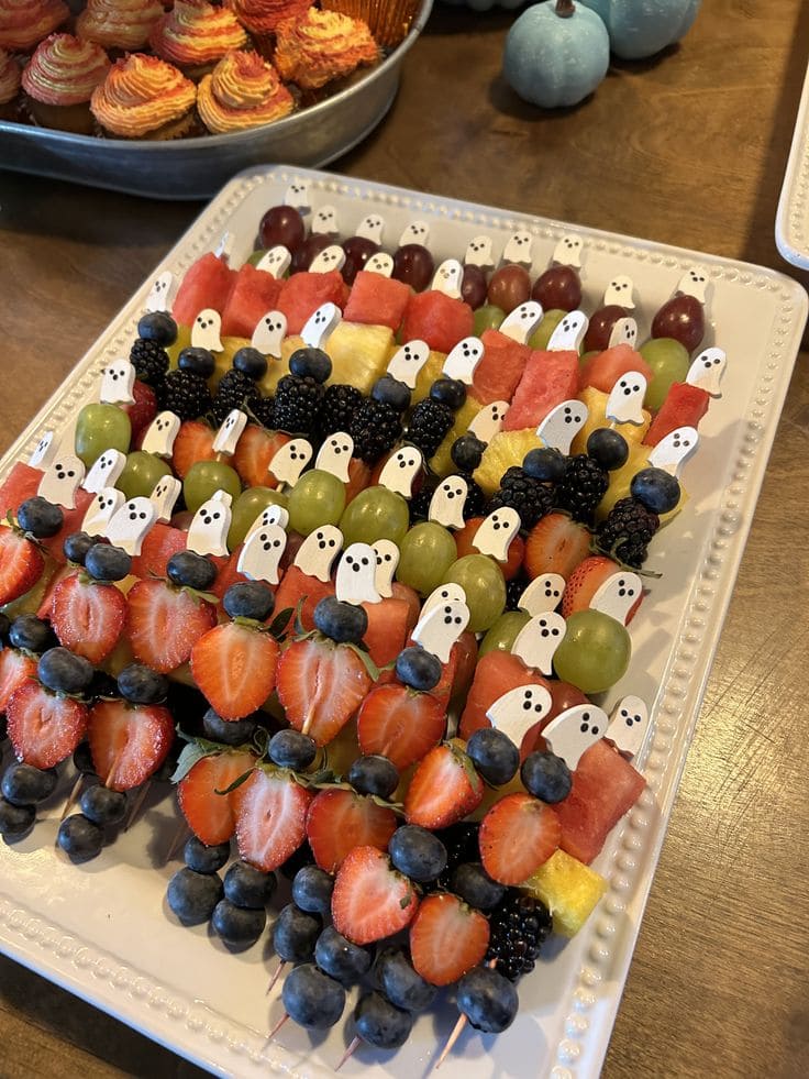 Spooky Ghost Fruit Skewers