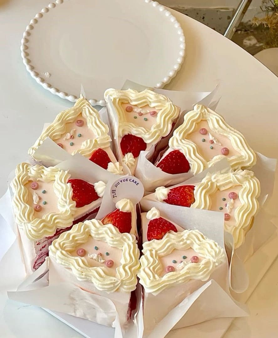 Strawberry Santa Slice Cakes